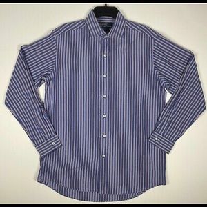 XL Men’s Westerton Polo button down. Blue with red and white stripes.